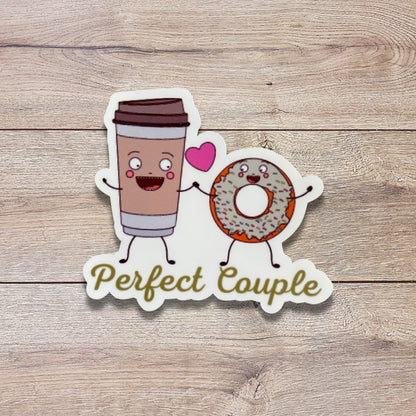Coffee Donut Vinyl Sticker | Glossy Finish | Waterproof | Coffee Sticker | Valentine Sticker | Laptop Sticker | Water Bottle Sticker