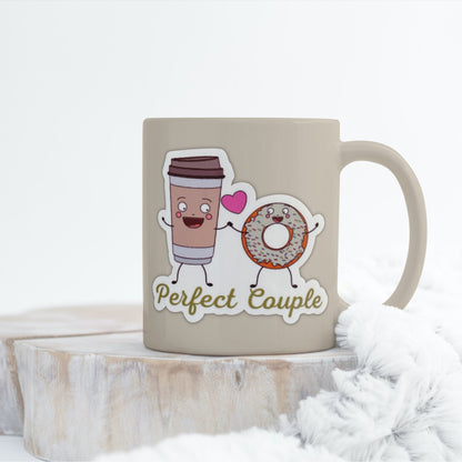 Coffee Donut Vinyl Sticker | Glossy Finish | Waterproof | Coffee Sticker | Valentine Sticker | Laptop Sticker | Water Bottle Sticker