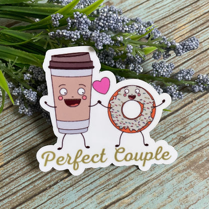 Coffee Donut Vinyl Sticker | Glossy Finish | Waterproof | Coffee Sticker | Valentine Sticker | Laptop Sticker | Water Bottle Sticker