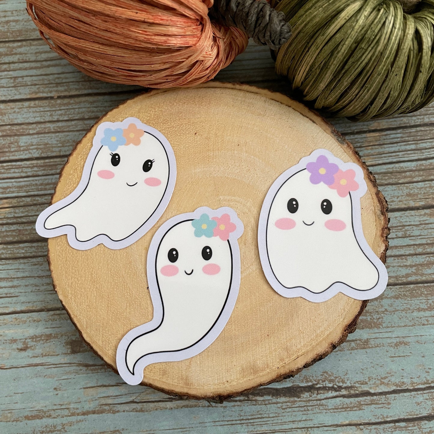 Ghost with Flowers Sticker Set