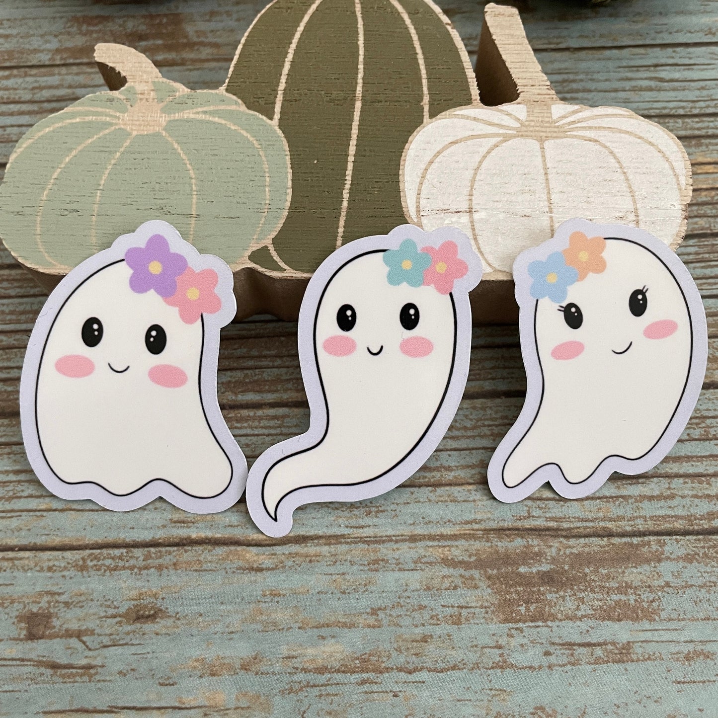 Ghost with Flowers Sticker Set