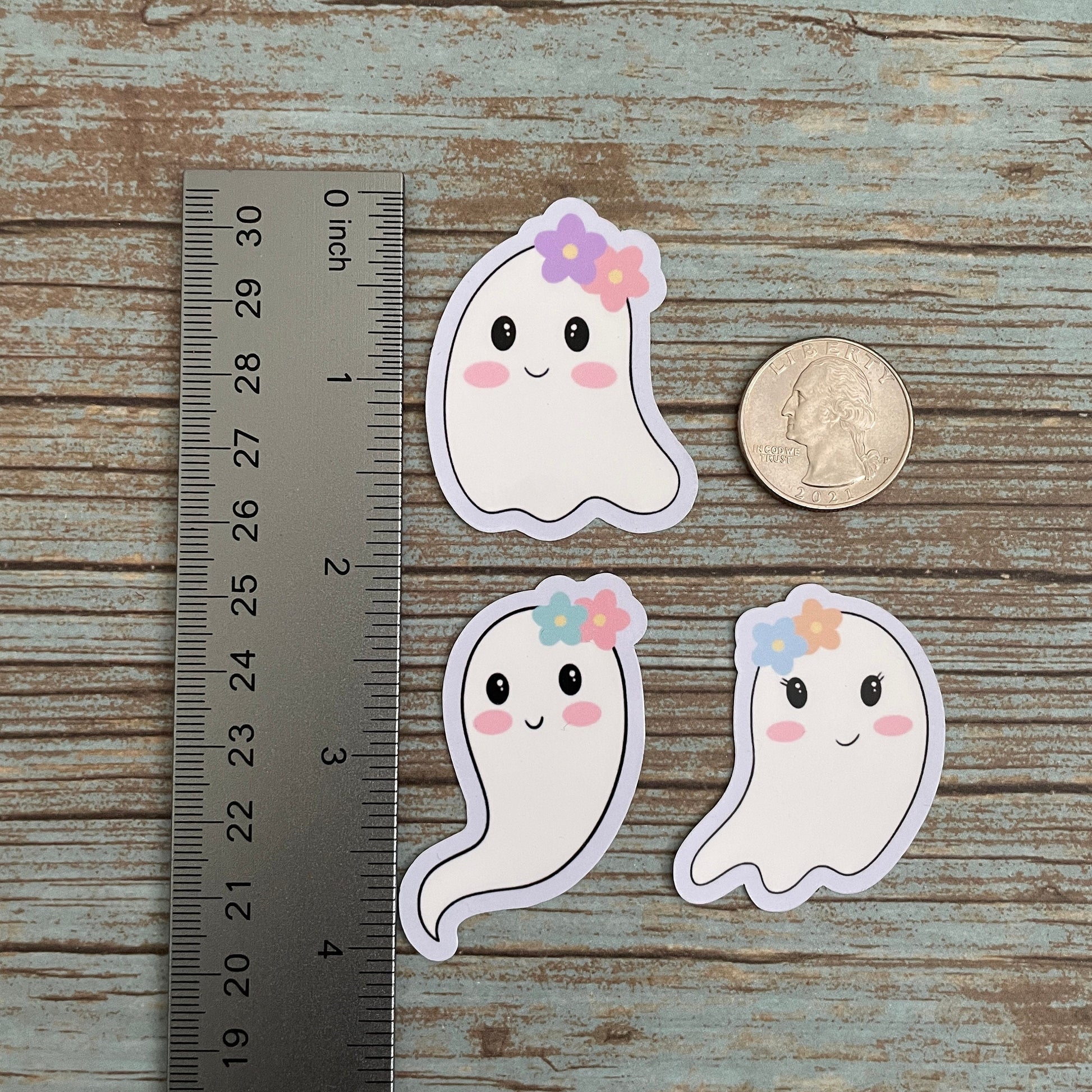 Ghost with Flowers Sticker Set