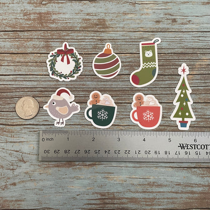 Christmas Sticker Set | Glossy Finish | Set of 7 | Fun Christmas Sticker | Christmas Sticker, Happy Holidays, Holiday Greeting Stickers