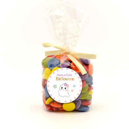 Personalized Cute Floral Ghost Halloween Party Favor Goody Bag Stickers