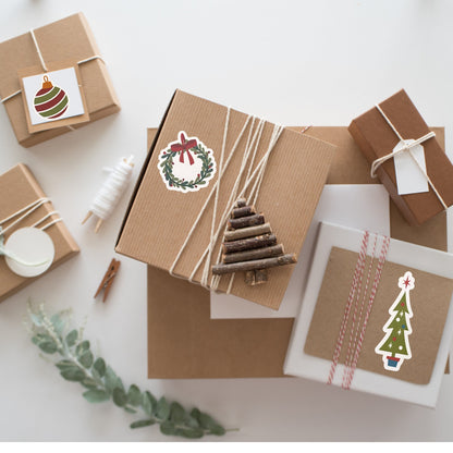 Christmas Sticker Set | Glossy Finish | Set of 7 | Fun Christmas Sticker | Christmas Sticker, Happy Holidays, Holiday Greeting Stickers