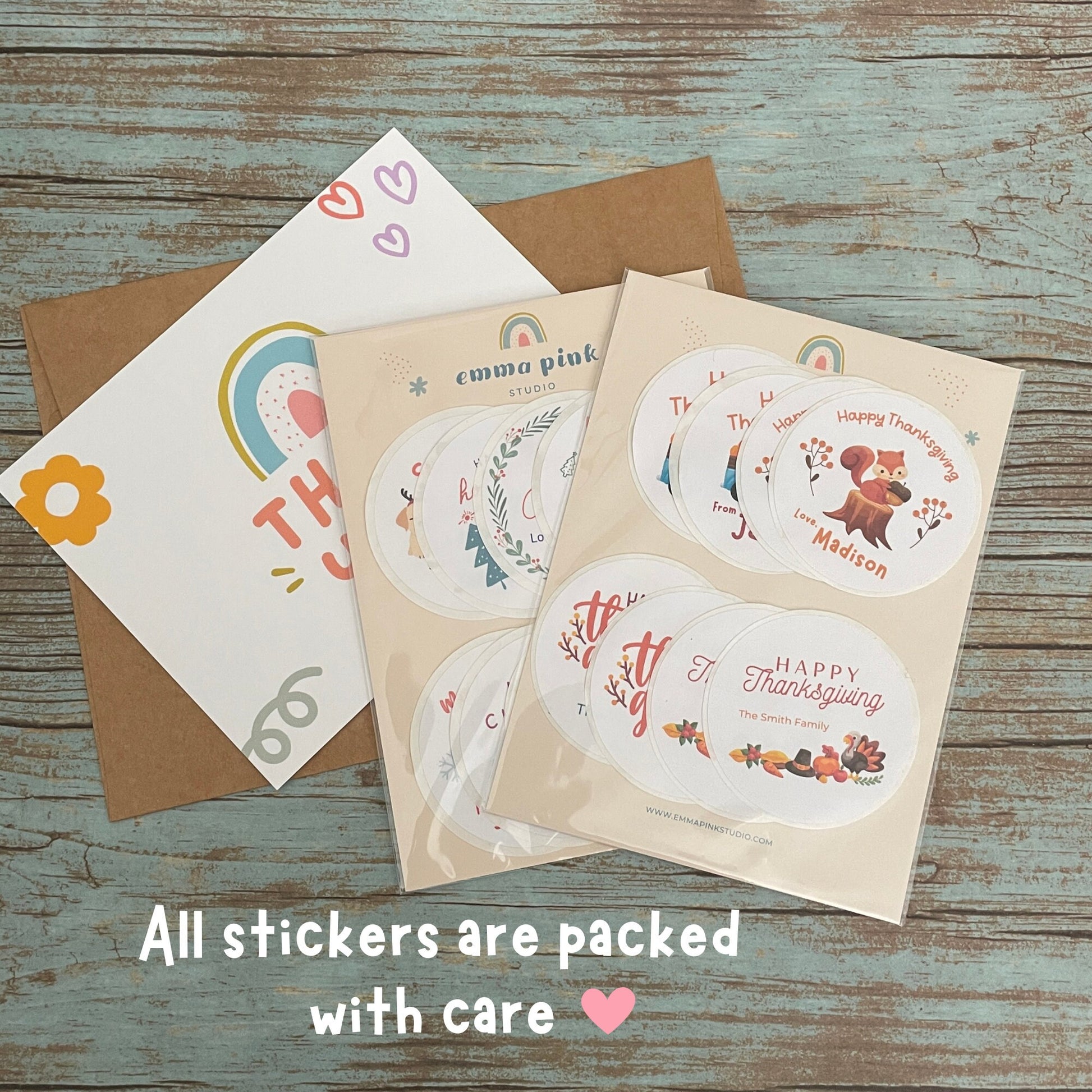 Personalized Thanksgiving Stickers | Matte or Glossy Finish