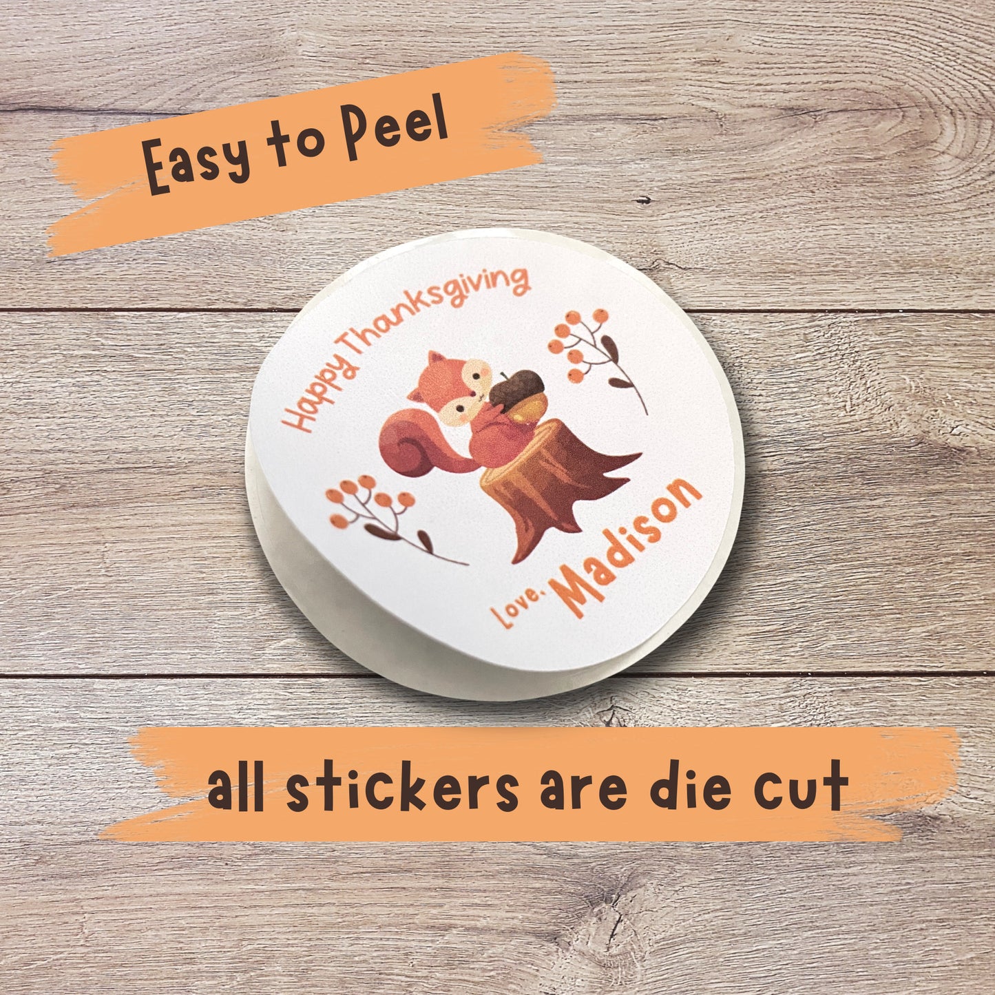 Personalized Thanksgiving Stickers | Matte or Glossy Finish