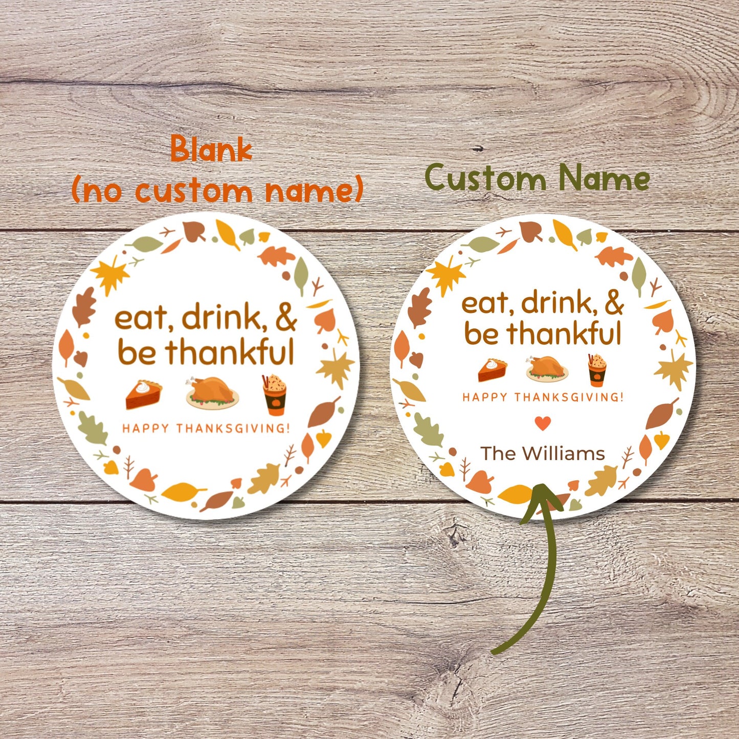 Personalized Thanksgiving Stickers