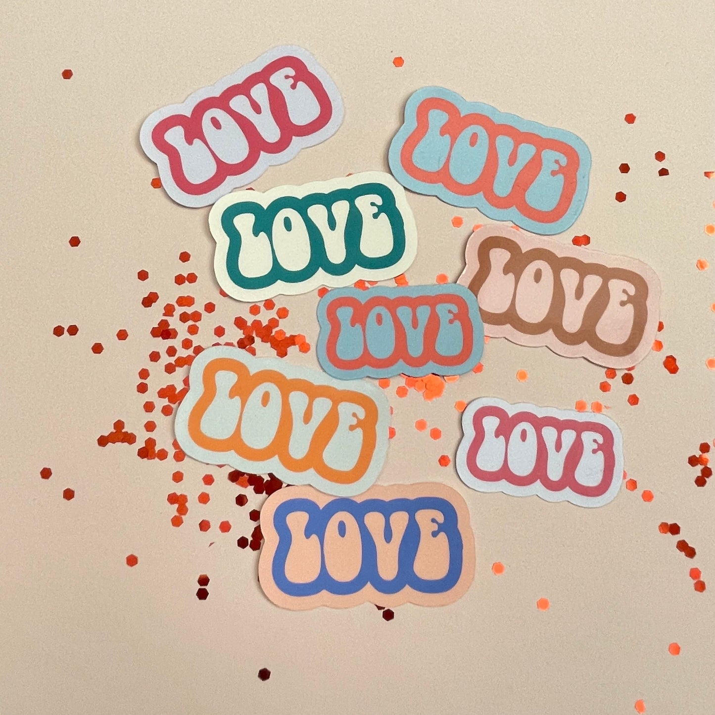 Retro Love Vinyl Sticker Set