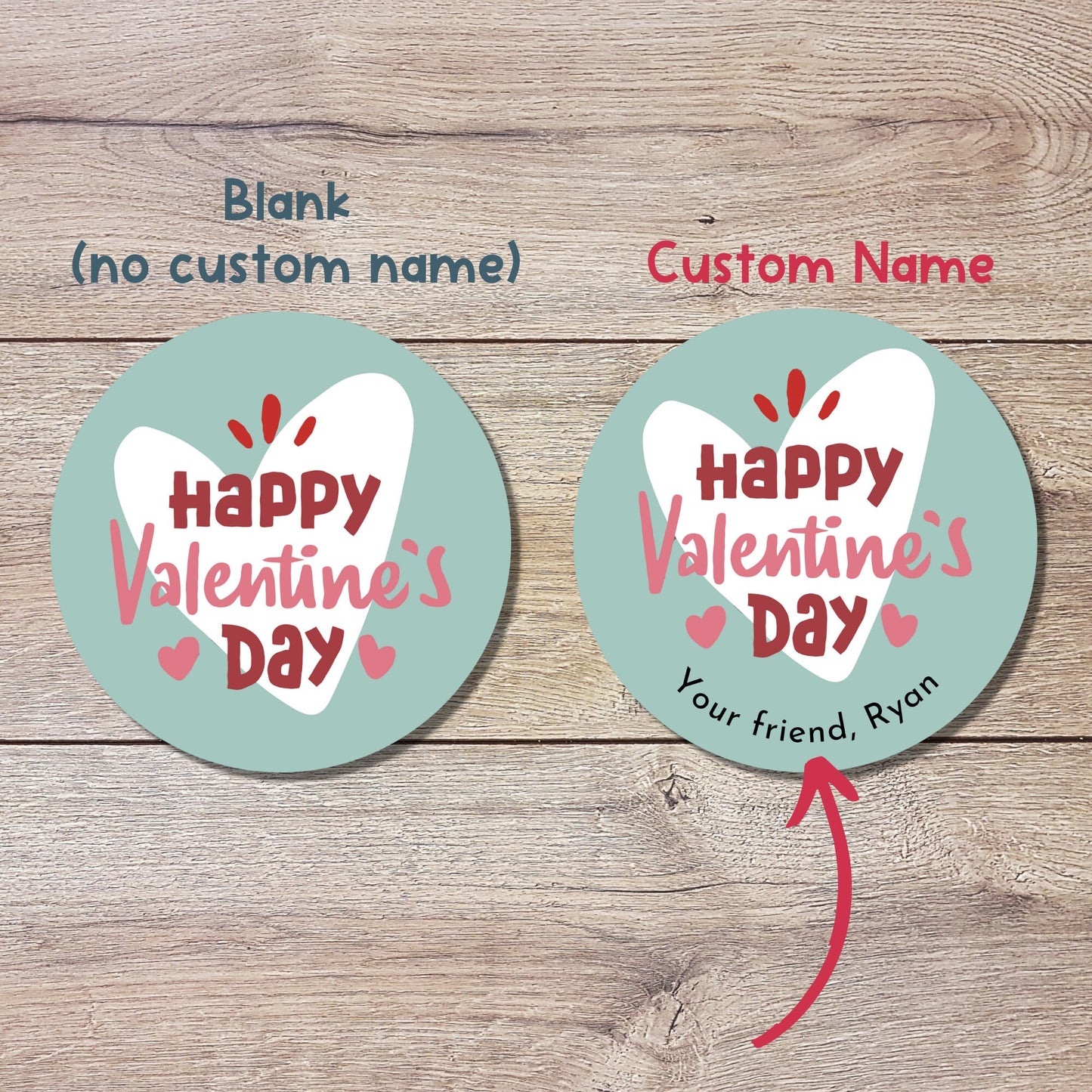 Personalized Valentine's Day Stickers | Matte or Glossy Finish, Custom Valentine Label, Valentine Favor Treat Bag Sticker, Retro Valentine