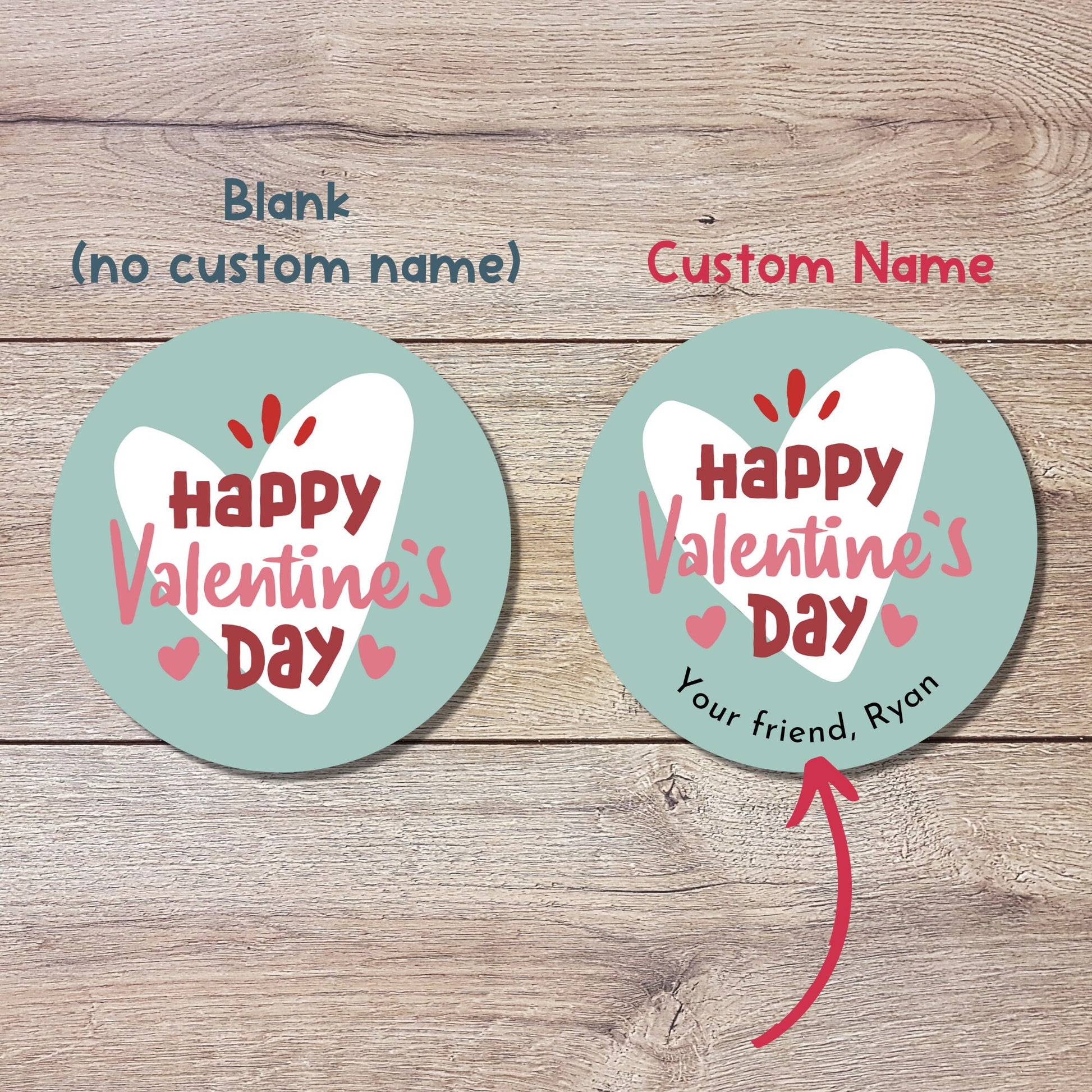 Personalized Valentine's Day Stickers | Matte or Glossy Finish, Custom Valentine Label, Valentine Favor Treat Bag Sticker, Retro Valentine