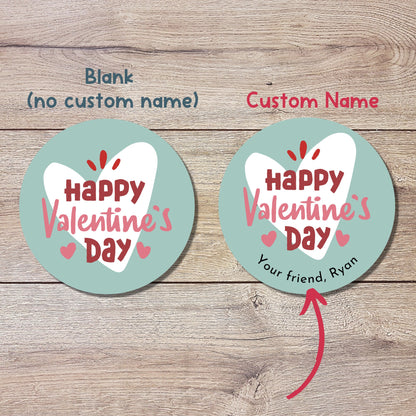 Personalized Valentine's Day Stickers | Matte or Glossy Finish, Custom Valentine Label, Valentine Favor Treat Bag Sticker, Retro Valentine