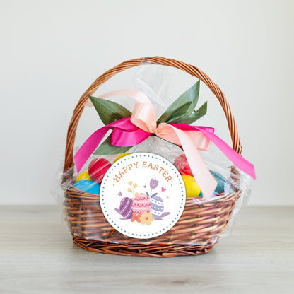 Personalized Easter Stickers, Matte or Glossy Finish, Custom Happy Easter Label, Easter Gift Basket Treat Bag Sticker, Cute Easter Stickers