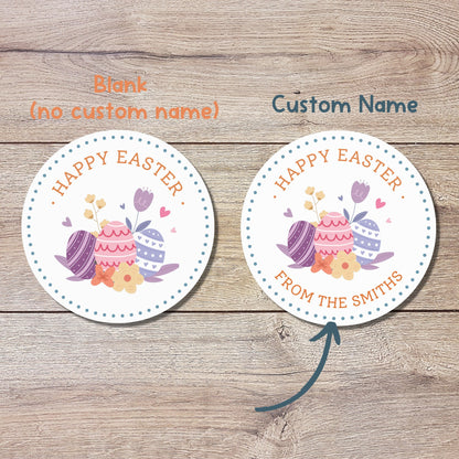 Personalized Easter Stickers, Matte or Glossy Finish, Custom Happy Easter Label, Easter Gift Basket Treat Bag Sticker, Cute Easter Stickers