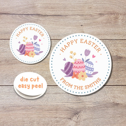 Personalized Easter Stickers, Matte or Glossy Finish, Custom Happy Easter Label, Easter Gift Basket Treat Bag Sticker, Cute Easter Stickers