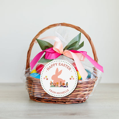 Personalized Easter Stickers, Matte or Glossy Finish, Custom Happy Easter Label, Easter Gift Basket Treat Bag Sticker, Easter Bunny Stickers