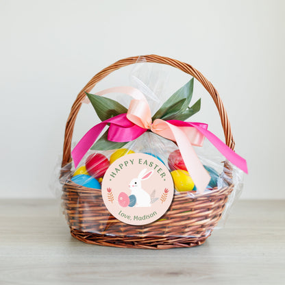 Personalized Easter Stickers, Matte or Glossy Finish, Custom Happy Easter Label, Easter Gift Basket Treat Bag Sticker, Easter Bunny Stickers