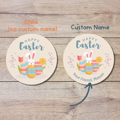 Personalized Easter Stickers, Matte or Glossy Finish, Custom Happy Easter Label, Easter Gift Basket Treat Bag Sticker, Easter Bunny Stickers