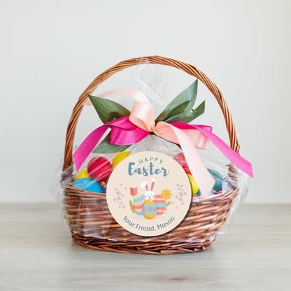 Personalized Easter Stickers, Matte or Glossy Finish, Custom Happy Easter Label, Easter Gift Basket Treat Bag Sticker, Easter Bunny Stickers
