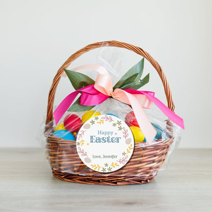 Personalized Easter Stickers, Matte or Glossy Finish, Custom Happy Easter Label, Easter Gift Basket Treat Bag Sticker, Easter Bunny Stickers