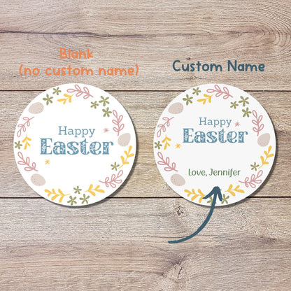 Personalized Easter Stickers, Matte or Glossy Finish, Custom Happy Easter Label, Easter Gift Basket Treat Bag Sticker, Easter Bunny Stickers