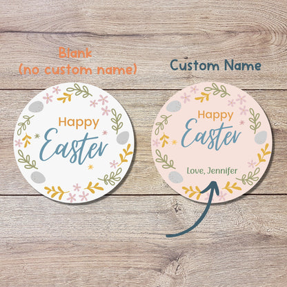 Personalized Easter Stickers, Matte or Glossy Finish, Custom Happy Easter Label, Easter Gift Basket Treat Bag Sticker, Cute Easter Stickers