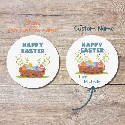Personalized Easter Stickers, Matte or Glossy Finish, Custom Happy Easter Label, Easter Gift Basket Treat Bag Sticker, Cute Easter Stickers