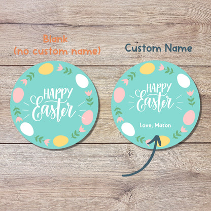 Personalized Easter Stickers, Matte or Glossy Finish, Custom Happy Easter Label, Easter Gift Basket Treat Bag Sticker, Cute Easter Stickers