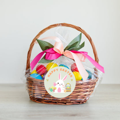 Personalized Easter Stickers, Matte or Glossy Finish, Custom Happy Easter Label, Easter Gift Basket Treat Bag Sticker, Easter Bunny Stickers