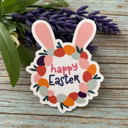 Happy Easter Vinyl Sticker | Glossy or Matte Finish | Easter Bunny | Laptop Sticker | Water Bottle | Cute Easter Sticker | Happy Easter Gift