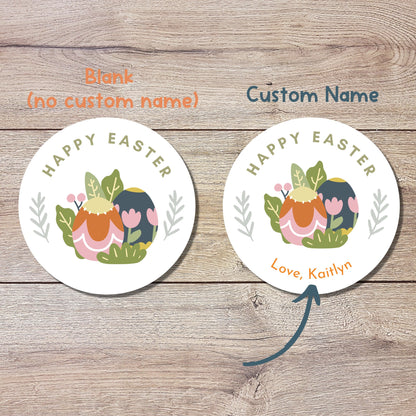 Personalized Easter Stickers, Matte or Glossy Finish, Custom Happy Easter Label, Easter Gift Basket Treat Bag Sticker, Easter Bunny Stickers