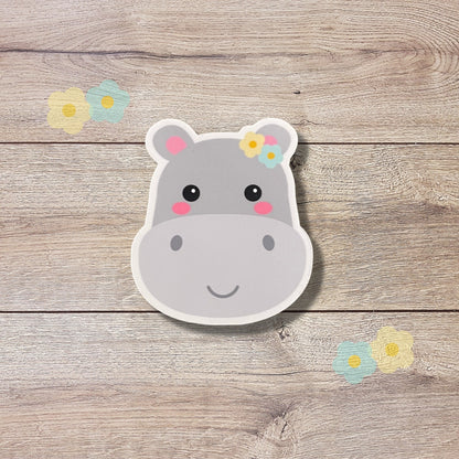 Hippo Vinyl Sticker | Glossy Finish | Floral Hippo Sticker | Laptop Sticker, Water Bottle Sticker, Animal Sticker, Cute Wildlife Animal