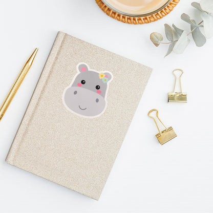 Hippo Vinyl Sticker | Glossy Finish | Floral Hippo Sticker | Laptop Sticker, Water Bottle Sticker, Animal Sticker, Cute Wildlife Animal