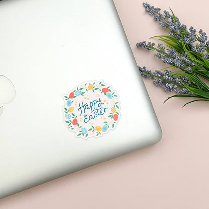 Happy Easter Vinyl Sticker, Easter Floral Vinyl Sticker for Laptop Water Bottle, Cute Easter Sticker for Easter Basket Favor, Easter Gift