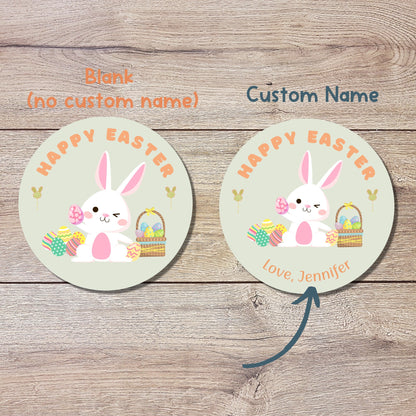 Personalized Easter Stickers, Matte or Glossy Finish, Custom Happy Easter Label, Easter Gift Basket Treat Bag Sticker, Easter Bunny Stickers