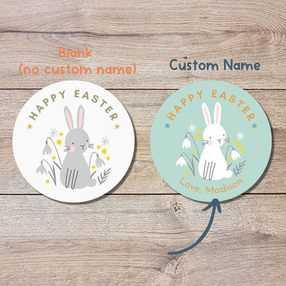 Personalized Easter Stickers, Matte or Glossy Finish, Custom Happy Easter Label, Easter Gift Basket Treat Bag Sticker, Easter Bunny Stickers