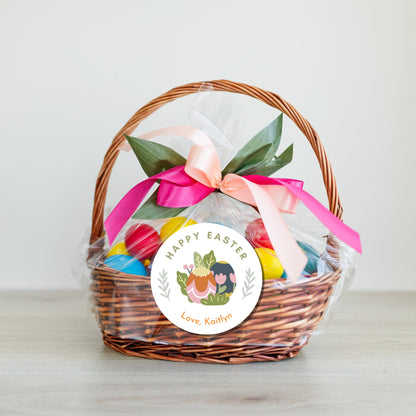 Personalized Easter Stickers, Matte or Glossy Finish, Custom Happy Easter Label, Easter Gift Basket Treat Bag Sticker, Easter Bunny Stickers