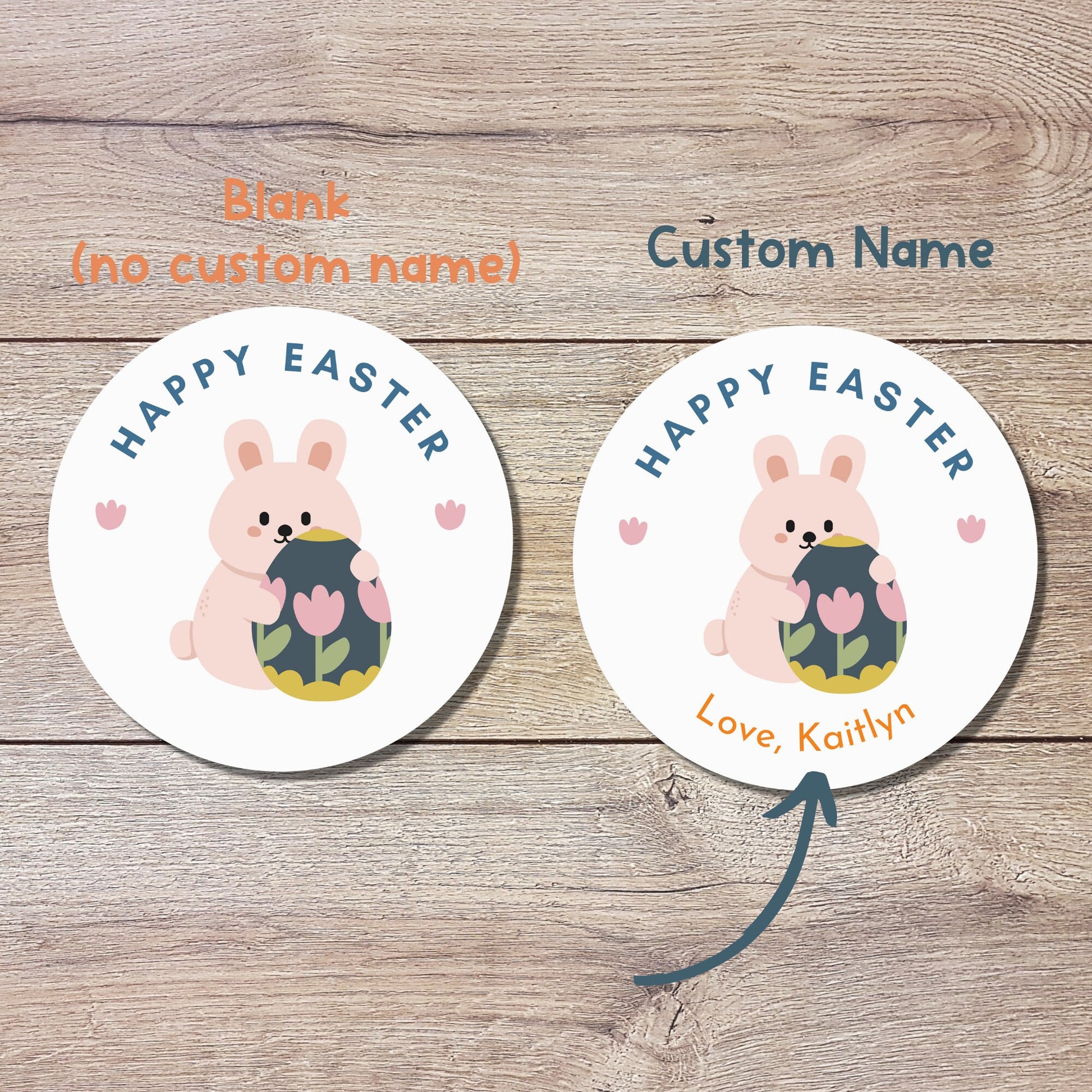 Personalized Easter Stickers, Matte or Glossy Finish, Custom Happy Easter Label, Easter Gift Basket Treat Bag Sticker, Easter Bunny Stickers