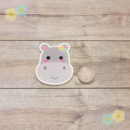 Hippo Vinyl Sticker | Glossy Finish | Floral Hippo Sticker | Laptop Sticker, Water Bottle Sticker, Animal Sticker, Cute Wildlife Animal