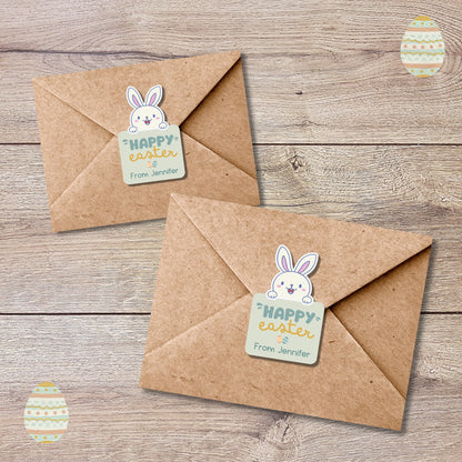 Personalized Easter Stickers, Matte or Glossy Finish, Custom Happy Easter Label, Easter Gift Basket Treat Bag Sticker, Easter Bunny Stickers