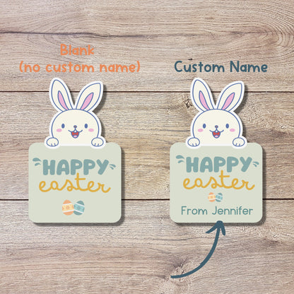 Personalized Easter Stickers, Matte or Glossy Finish, Custom Happy Easter Label, Easter Gift Basket Treat Bag Sticker, Easter Bunny Stickers
