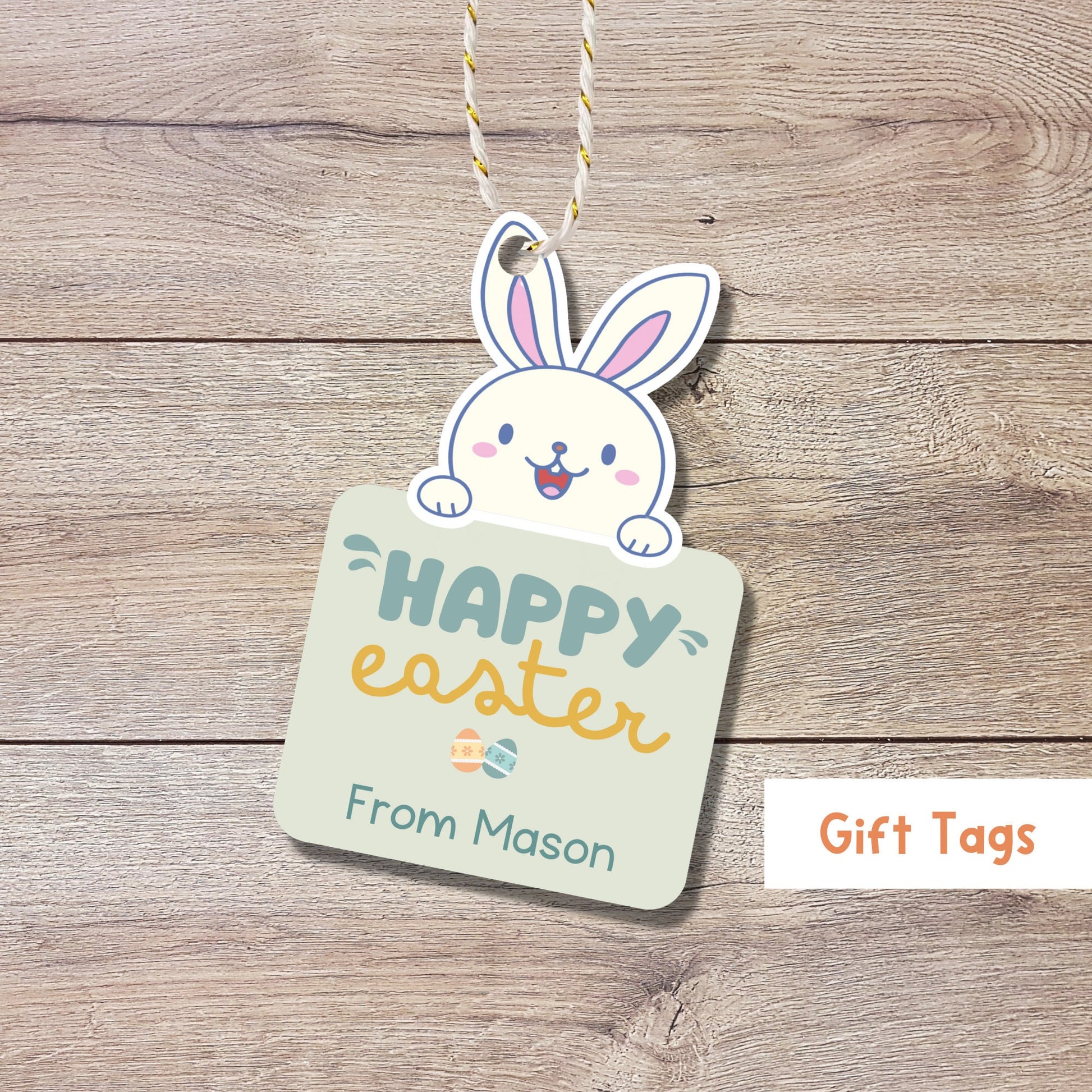 Personalized Easter Gift Tags, Matte Finish, Easter Tags, Easter Favor Treat Bag Tag, Cute Easter Tags, Custom Gift Tags, Easter Bunny Tag