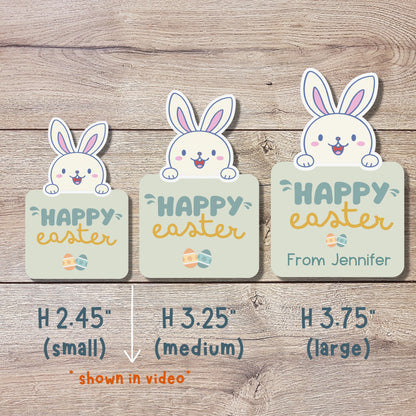 Personalized Easter Stickers, Matte or Glossy Finish, Custom Happy Easter Label, Easter Gift Basket Treat Bag Sticker, Easter Bunny Stickers