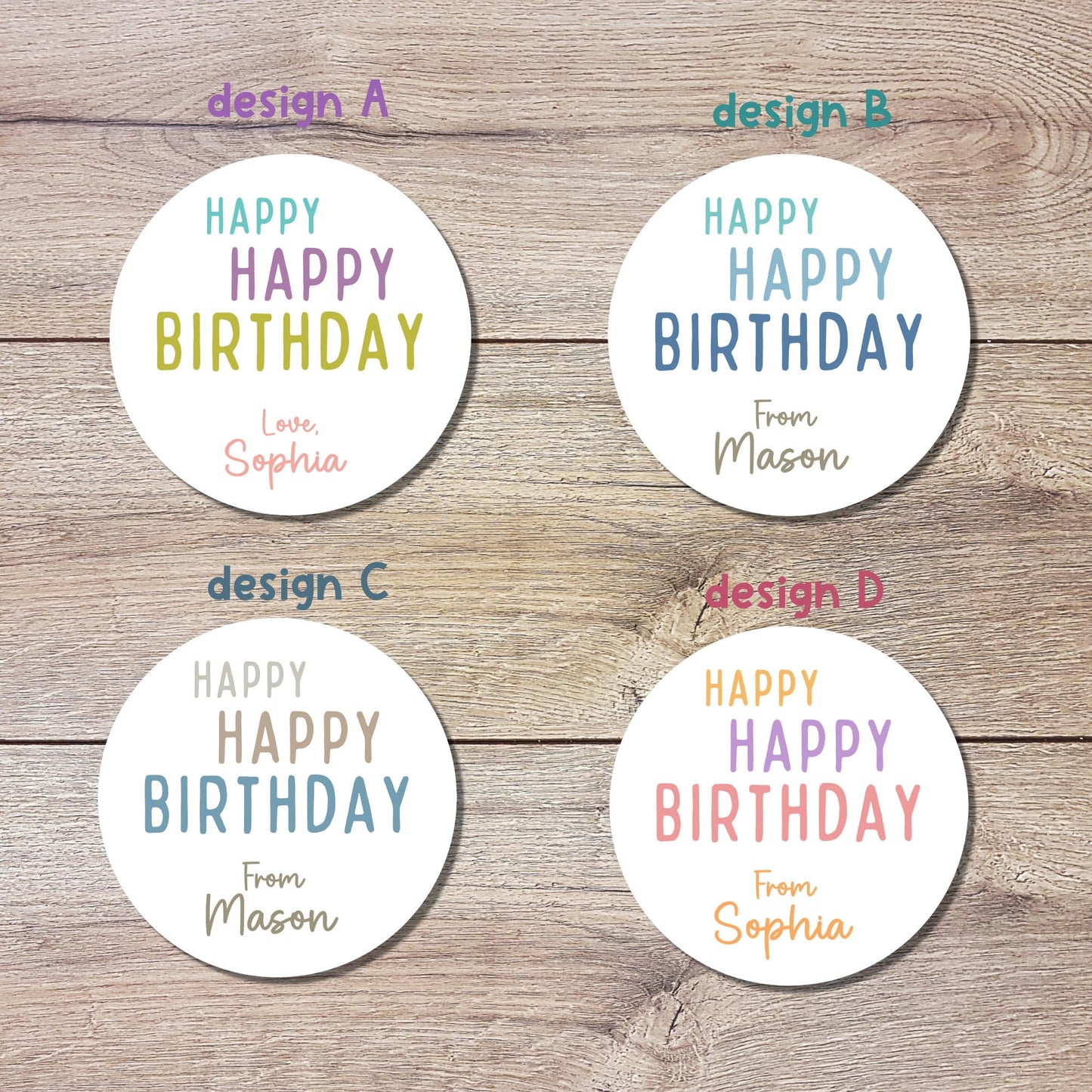 Personalized Happy Birthday Stickers