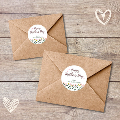 Personalized Mother's Day Stickers, Mother's Day Labels, Custom Mother's Day Stickers, Floral Mother's Day Sticker, Mother's Day Gift Label
