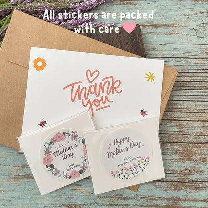 Personalized Mother's Day Stickers, Happy Mother’s Day Labels, Custom Floral Mother's Day Gift Stickers