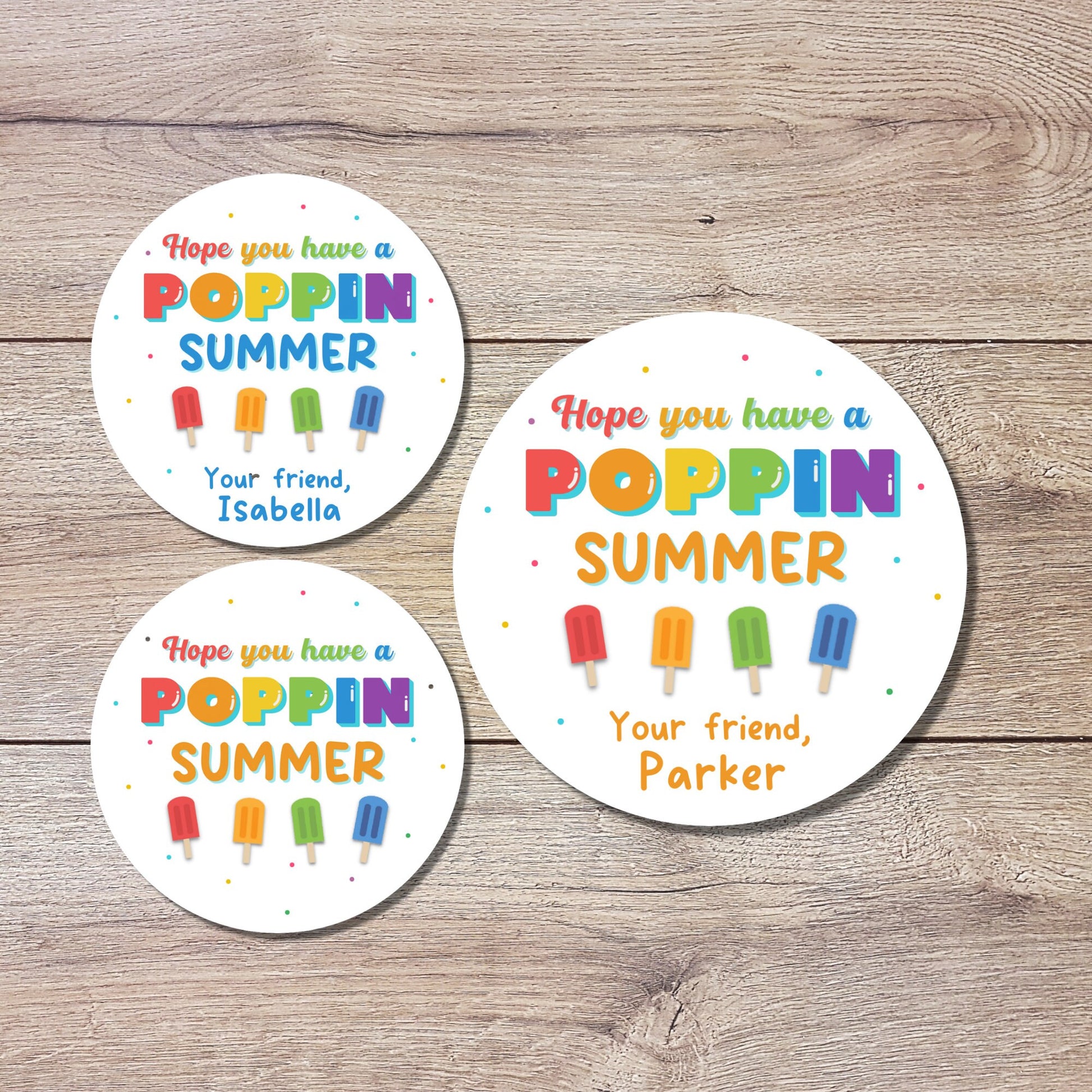 Personalized Have a Poppin Summer Last Day End of School Party Treat Bag Sticker