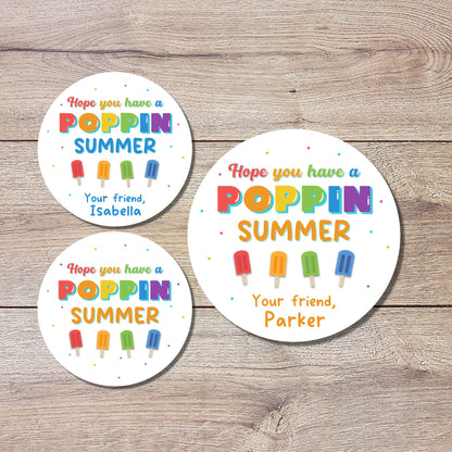 Personalized Have a Poppin Summer Last Day End of School Party Treat Bag Sticker