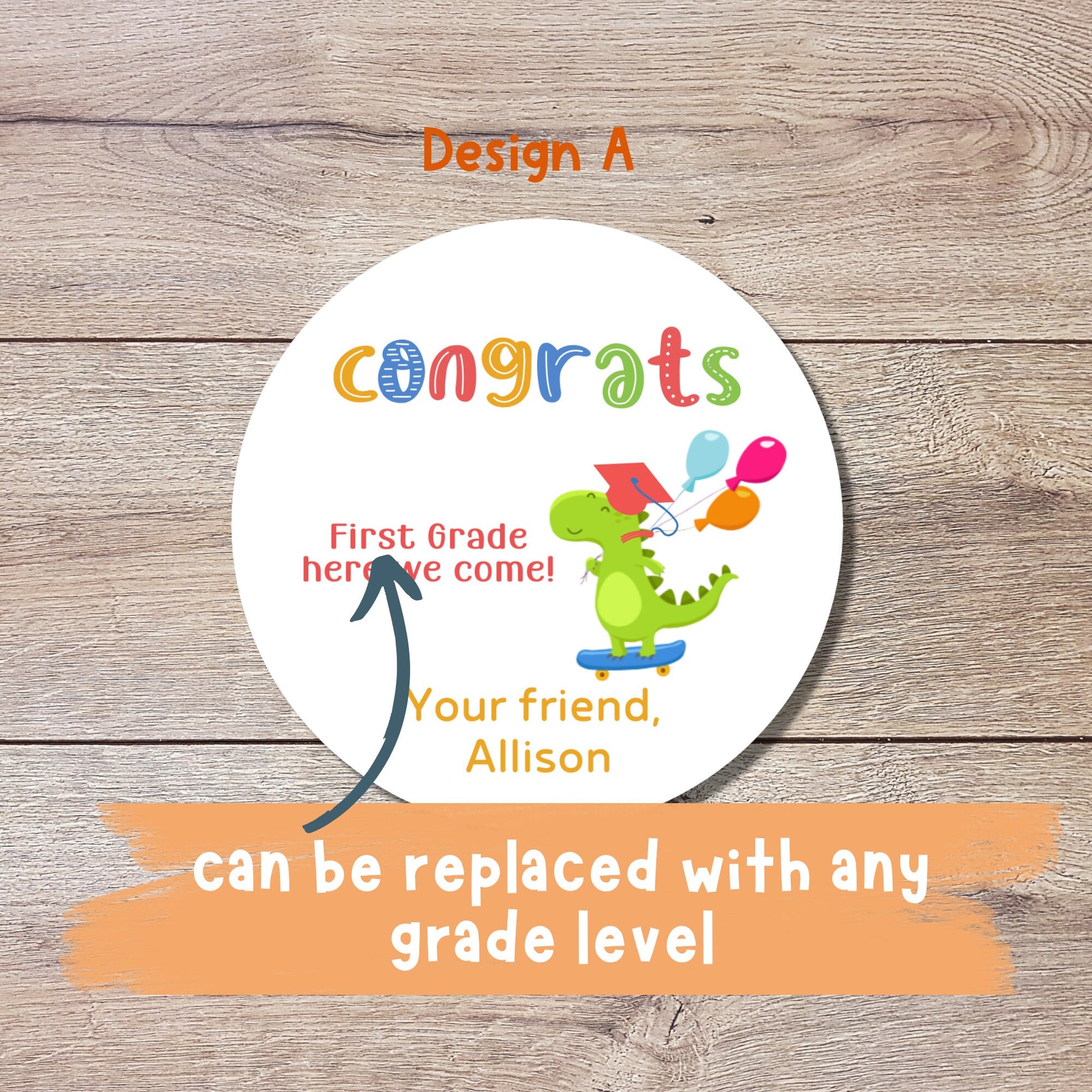 Personalized Any Grade Level Graduation Stickers, End of School Party Treat Bag Labels