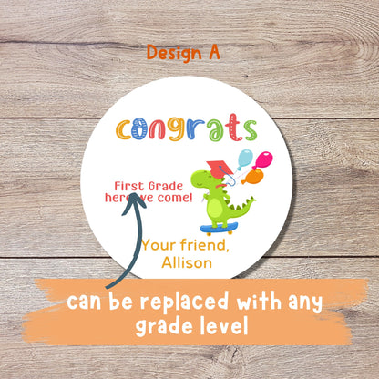 Personalized Any Grade Level Graduation Stickers, End of School Party Treat Bag Labels